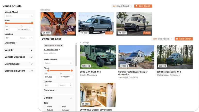 Vanlife Trader website